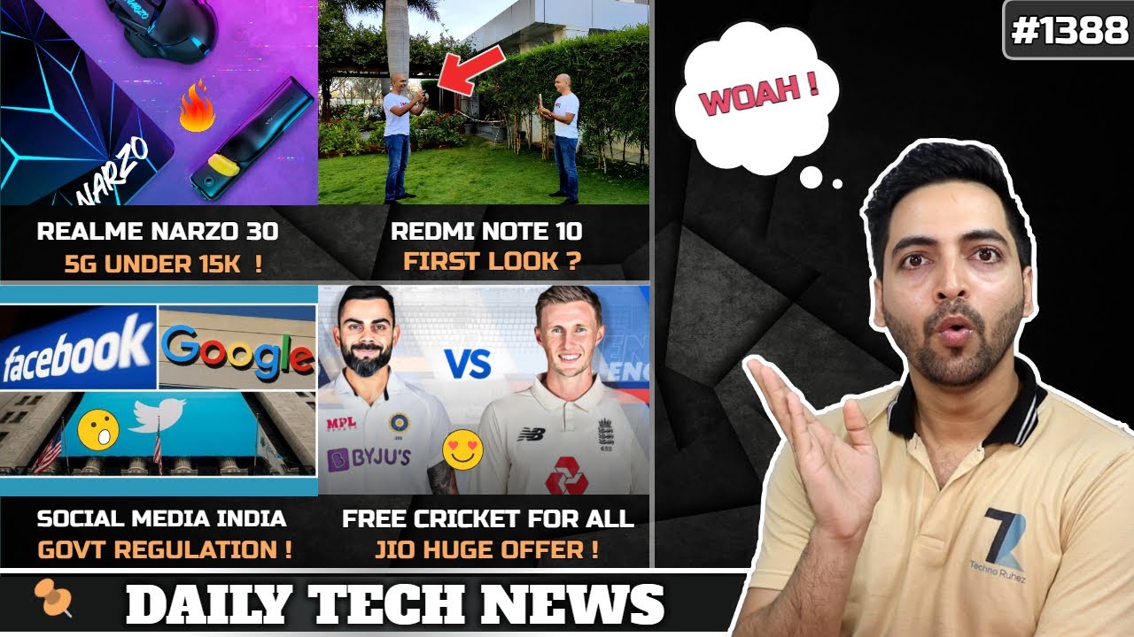 realme Narzo 30 5G Under 15k,Redmi Note 10 FirstLook,Social Media Ban,Human Battery,Jio Free Cricket