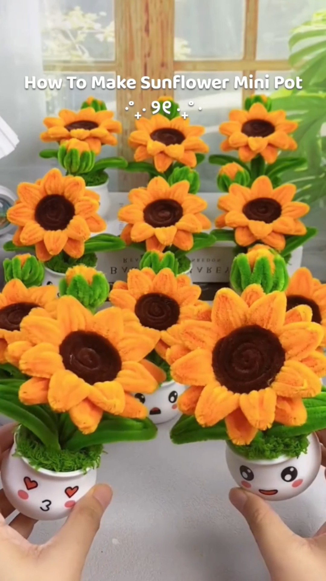 how to make sunflower mini pot with pipe cleaners | fuzzy