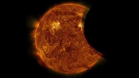Partial Solar Eclipse Seen From Space