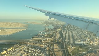 Approach and landing into Dubai Airport