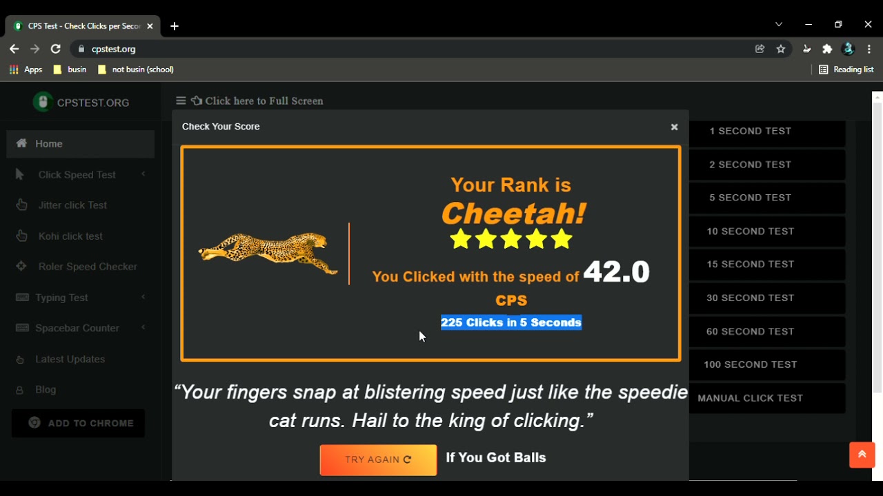 Op Auto Clicker on CPS test 