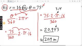 Arc Length & Sector Area : Kuta Software WS part 1
