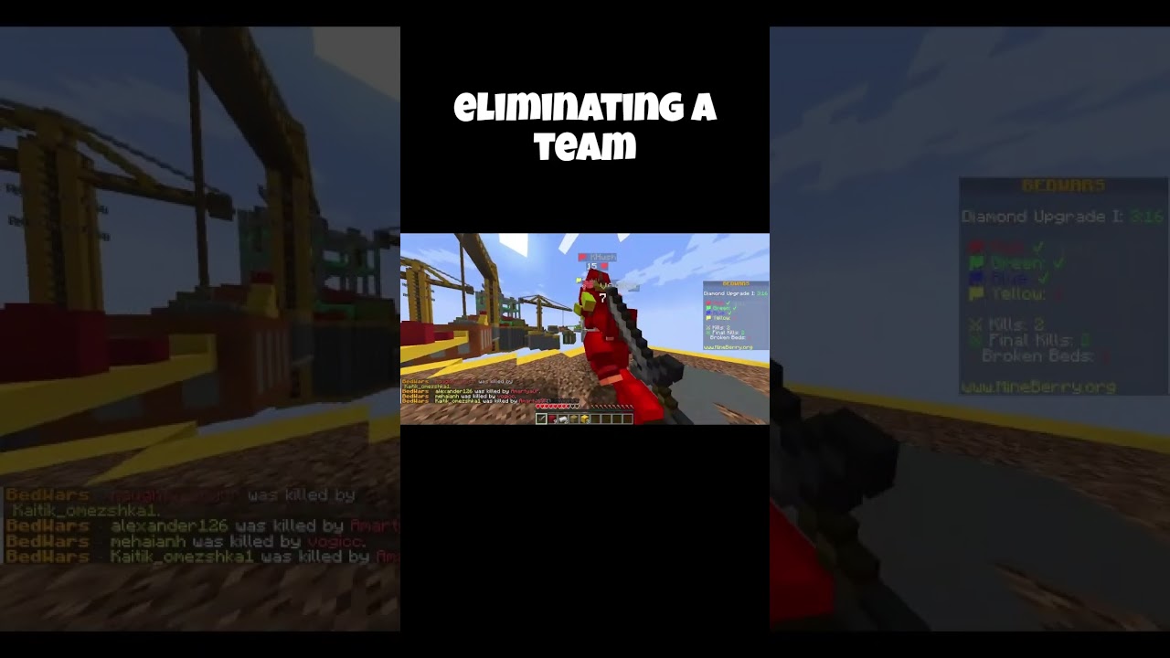 Eliminated a whole team!!  #minecraft #bedwars