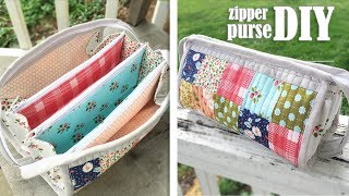DIY TRIPLE ZIPPER POUCH BAG CUY & SEW // Popular Design Purse Bag Summer 2019