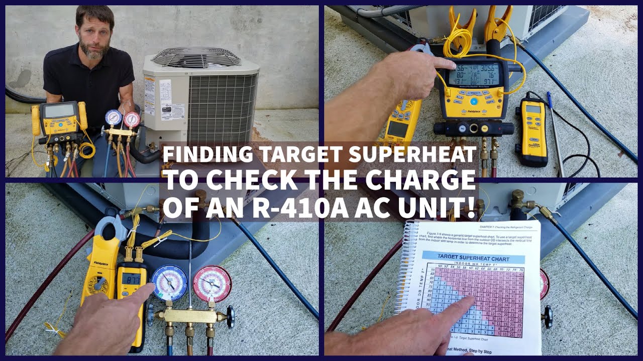 Finding Target Superheat to Check the Charge of an R-410A AC Unit