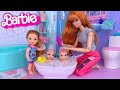Barbie &amp; Ken Doll Family Evening &amp; Bathroom Routine with New Baby Twins