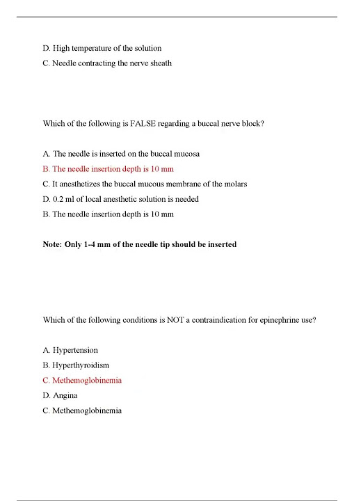 LOCAL ANESTHESIA MOCK EXAM AND LOCAL ANESTHESIA MOCK BOARD EXAM ACTUAL