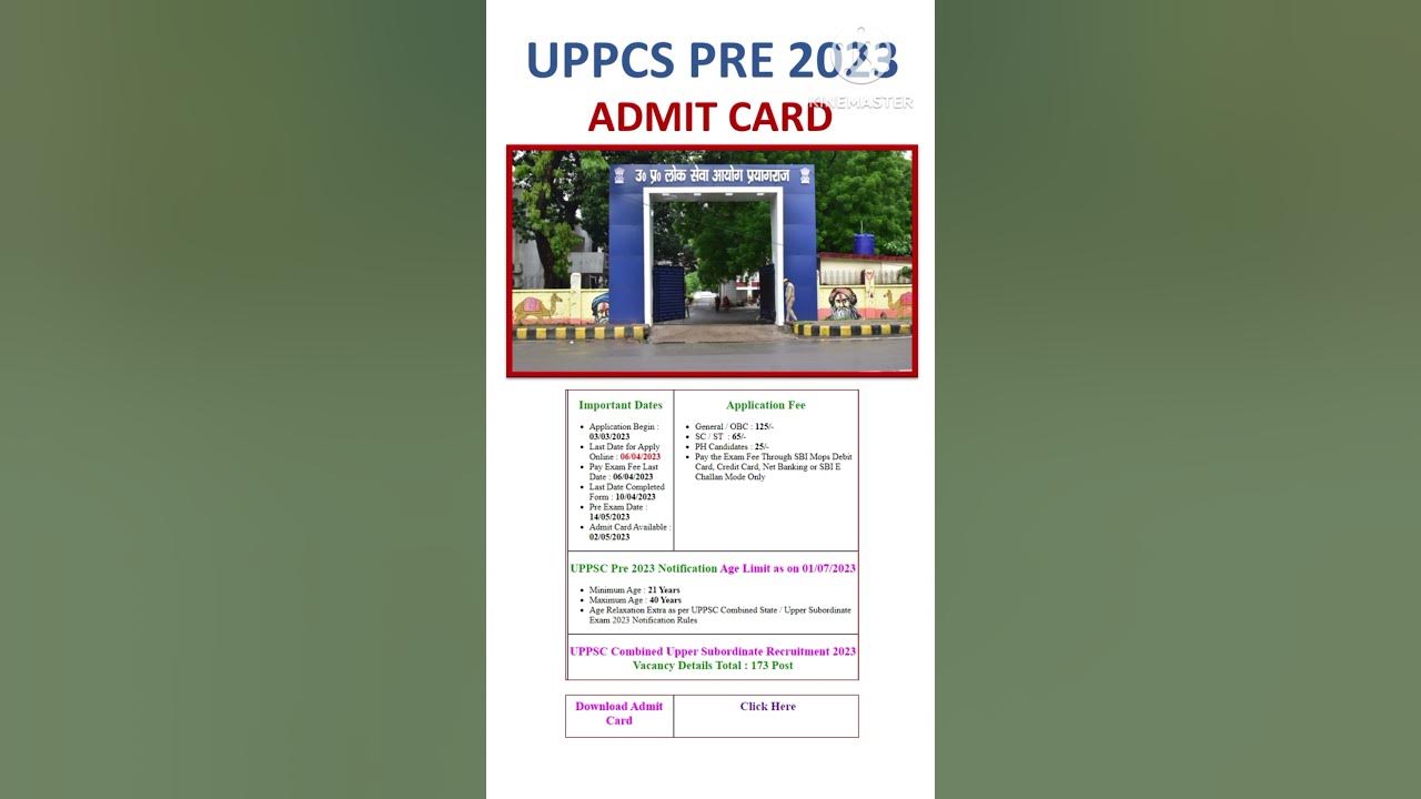 Uppcs prelims 2023 ka admit card aa gya youtube
