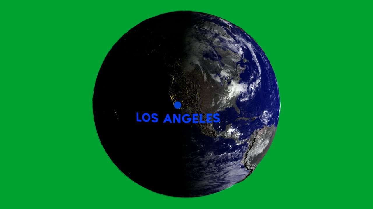 FREE Green Screen Video - Rotation of the Earth from Los Angeles to Amsterdam