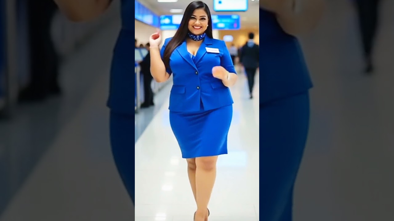 Elegant Airline Staff in Uniform at U.S. Airport ❤️😻