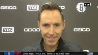 Steve Nash reacts to Big 3 get outplayed by Colin Sexton as Nets fall to Cavs 147-135