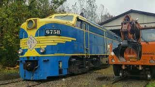 start up of Alco fpa-4 and an Alco fpa-2u locomotive's. With bonus cab ride. On the NY&LE railroad