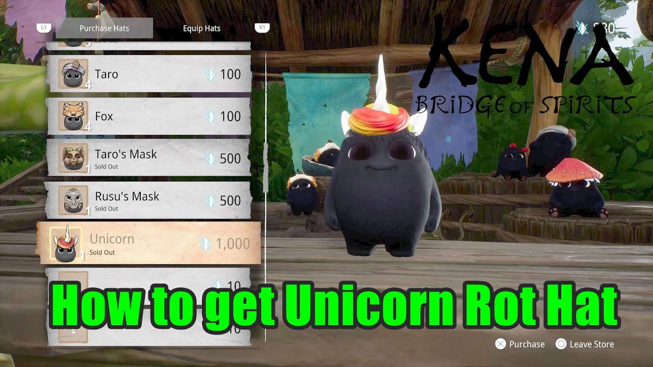 Kena Bridge Of Spirits How to get Unicorn Rot Hat YouTube