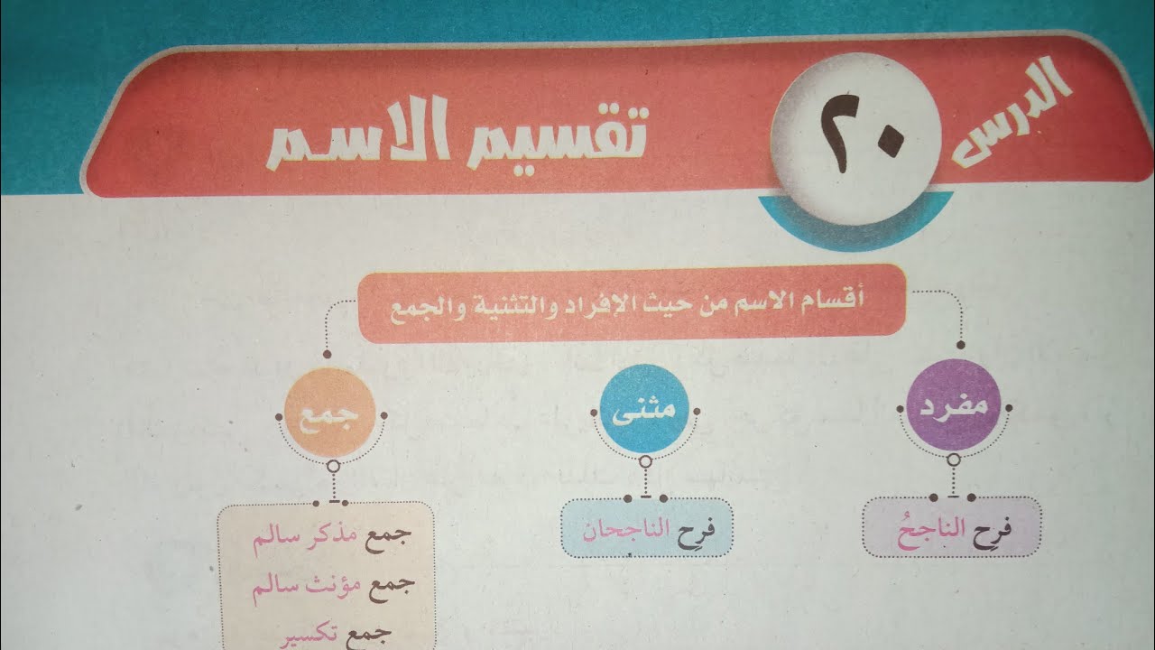 شرح وحل تدريبات درس (تقسيم الاسم) للصف الأول الإعدادي الأزهري الترم الأول 2024