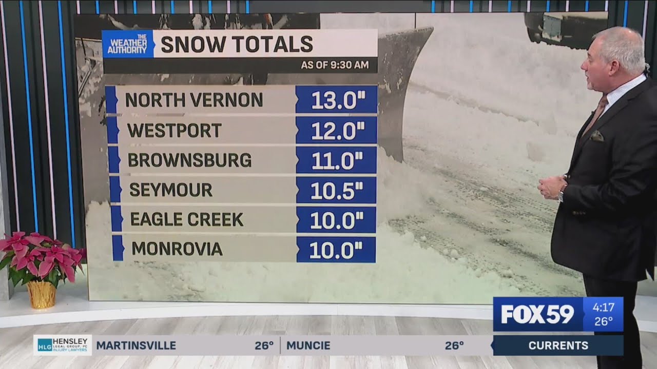 A look at winter storm snow totals throughout Indiana - YouTube