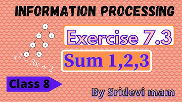 TN 8th ch 7 information processing exercise 7.3 sum 1,2,3 explained by Sridevi Mam