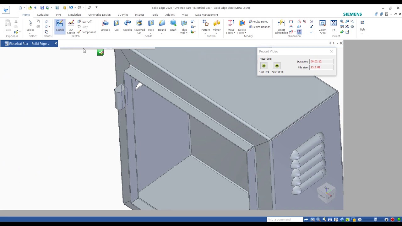 Electrical Box -Sheet Metal - Solid Edge 2020 - YouTube