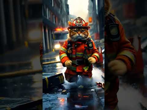 Firefighter Cats Fireman Fire Ia
