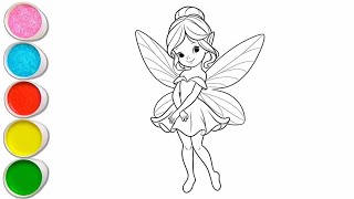 Cute Fairy Princess Drawing for kids, Painting & Coloring for kids, Toddlers | Let's Draw Together