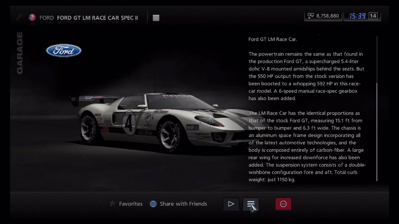 Gran Turismo/Ford GT LM Race Car Spec II  Ford gt, Ford mustang shelby  gt500, Super cars