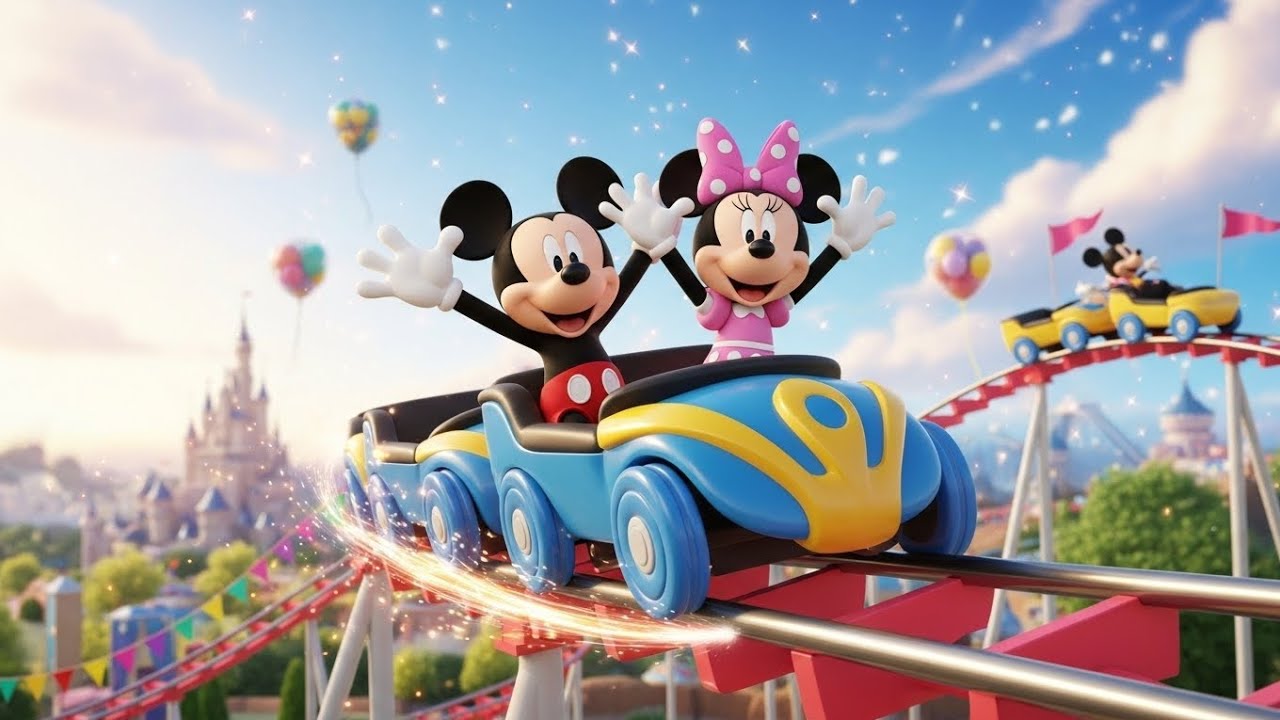 🎢 Mickey Mouse & Minnie Mouse Enjoy a Magical Roller Coaster Ride | Fun Cartoon Adventure