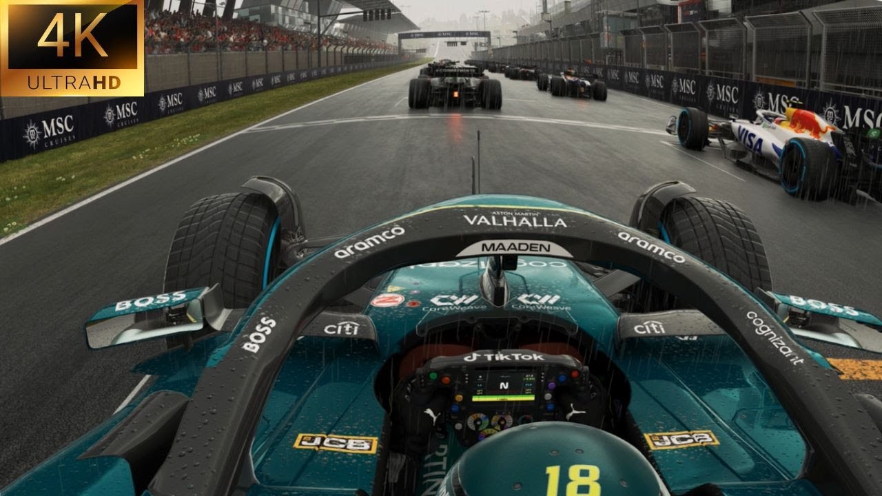 F1 25 | Aston Martin AMR24 🟢 | Mission: Survive Full Wet Race at | Epic Rain Battle in 4K Ultra HD