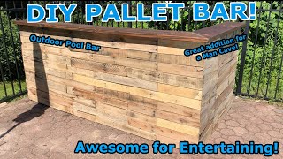 How I made a Pallet Bar with a Fridge and Storage! Great for Entertaining!