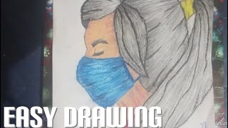 How To Draw,,A Girl With Masksimple Drawing Diloos Vlog