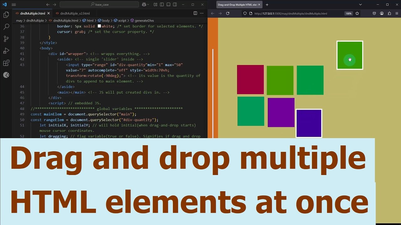 Drag and drop multiple HTML elements at once. JavaScript. - YouTube