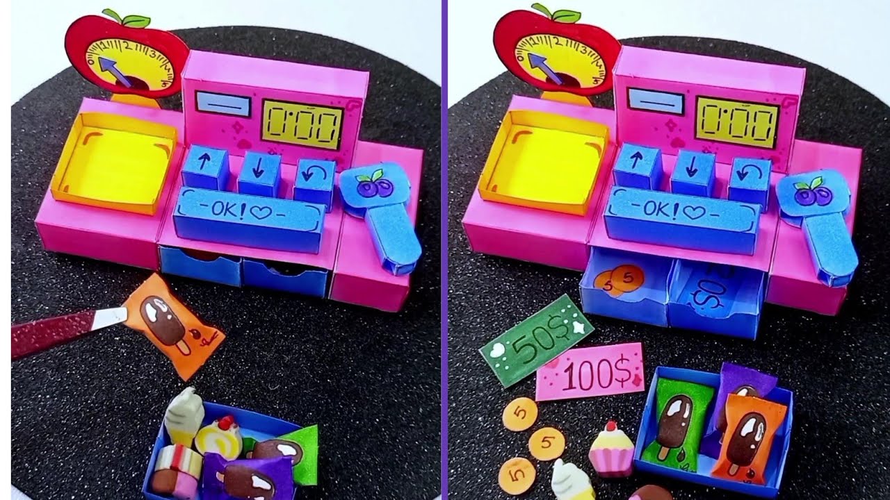 How to make Cash Register toy machine at home | DIY school project | Paper crafts for school