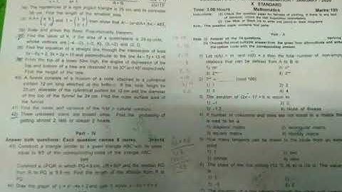 10th maths first revision question paper 2020