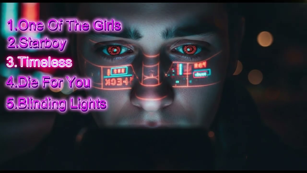 English Song: One Of The Girls, Starboy, Timeless, Die For You, Blinding Lights.