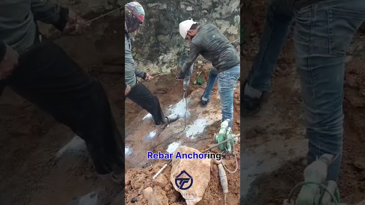 Foundation rebar fixing on rock by chemical anchoring (fischer f540)