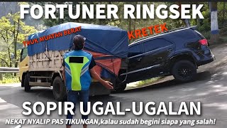 FORTUNER RINGSEK | Akibat Sopir Ugal-ugalan Main Salip Pas  Di Tikungan Tanjakan Sikut Bromo