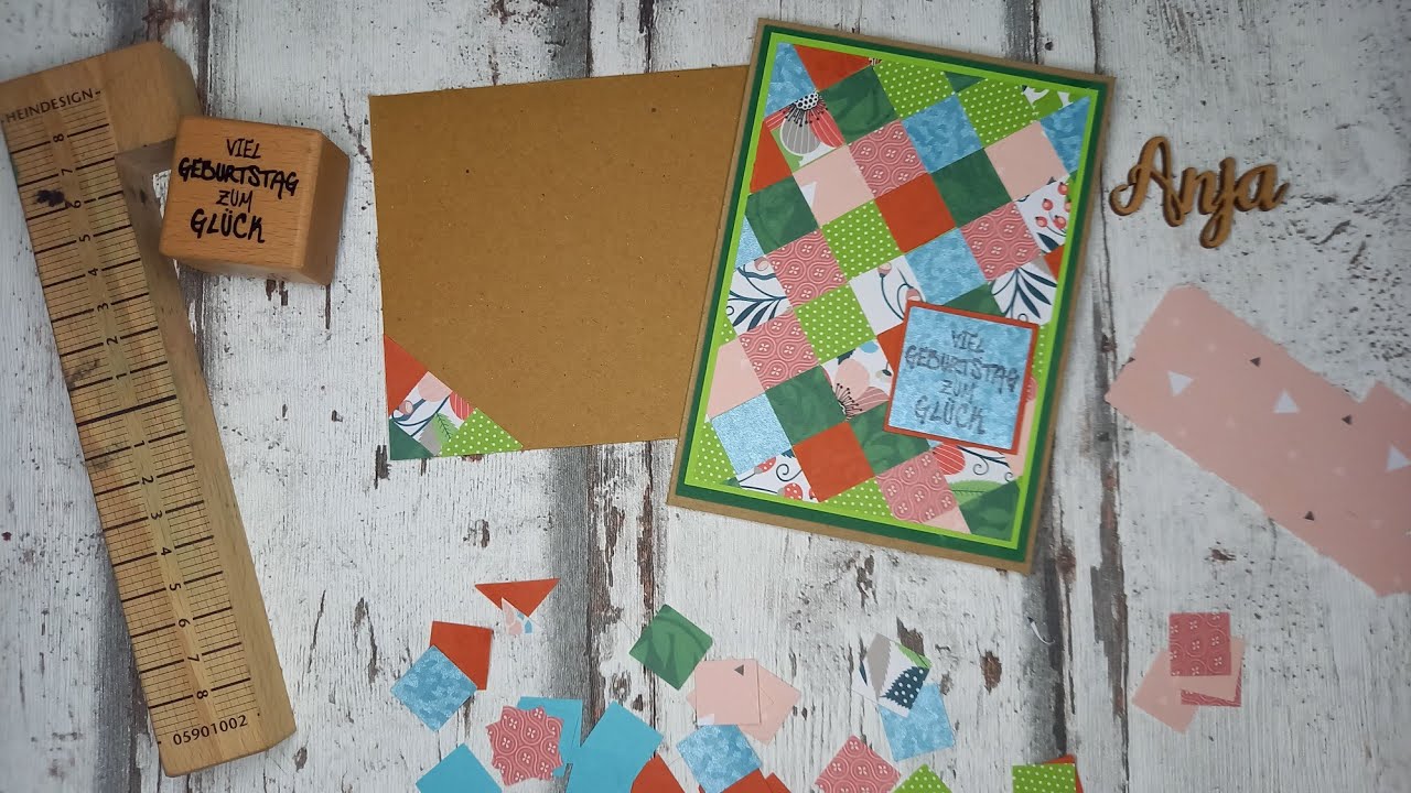 Schöne Karte aus kleinen Papierresten (Inchtechnik) inkl. Innengestaltung, Umschlagverzierung & Co