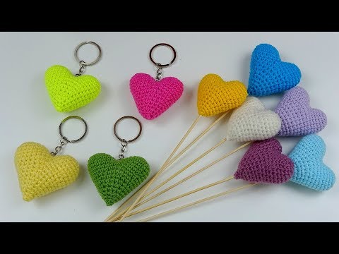 AMİGURUMİ KALP ANAHTARLIK NASIL YAPILIR? (Tığ İşi Amigurumi Kalp Yapımı) / DIY Heart Keychain