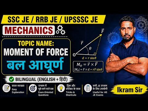 Moment of Force (बल आघूर्ण)| Complete Concept in Hindi & English | SSC JE/RRB JE/UPSSSC JE Mechanics