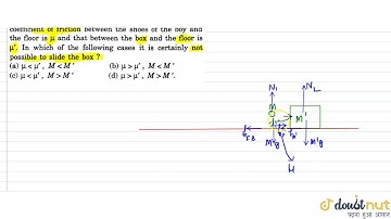 A boy of mass M is applying a horizontal force to slide a box of mass M on a rough horizontal su...