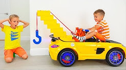 Vlad and Nikita play with Toy Tow Truck for children