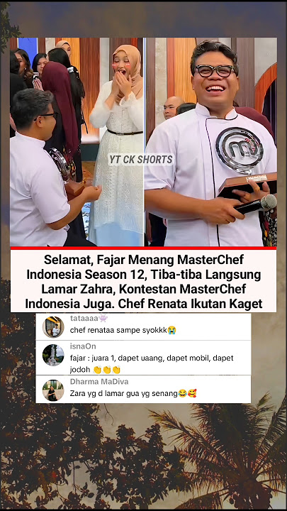 Fajar menang MasterChef indonesia Season 12, Langsung Lamar Zahra! Chef Renatta Kaget❗