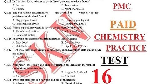 PMC Paid SKN MDCAT Chemistry Practice Test 16 (2021) PMC CHEMISTRY TEST with detailed explanation