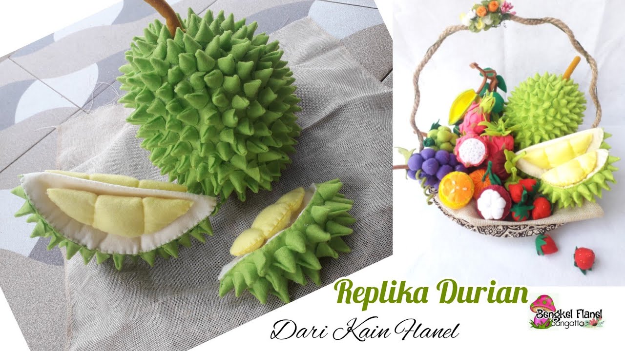 Tutorial Membuat Replika Buah Durian Dari Kain Flanel || Part 2 Durian flanel versi Utuh / Bulat