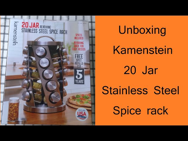 Unboxing Kamenstein 20 Jar Stainless Steel Spice Rack: Revolving Kitchen  Masala Dani box or Tower 