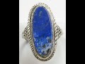 Antique 1920's Lapis Lazuli 13KW Gold Filigree Ring Size 6.25 UK-M Deco www.antiquejewelryco.com