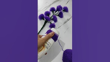DIY || easy tutorial making woolen flowers || membuat bunga dari benang wol #shorts #benangwol