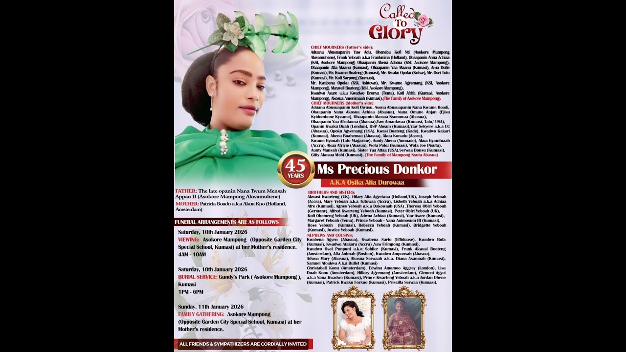 FINAL FUNERAL RITES OF MS PRECIOUS DONKOR || 10TH JANUARY 2026 || ASOKORE MAMPON