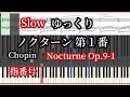 ノクターン 第1番 ゆっくり 楽譜と指番号 Chopin Nocturne Op.9-1 Slow Piano Tutirial