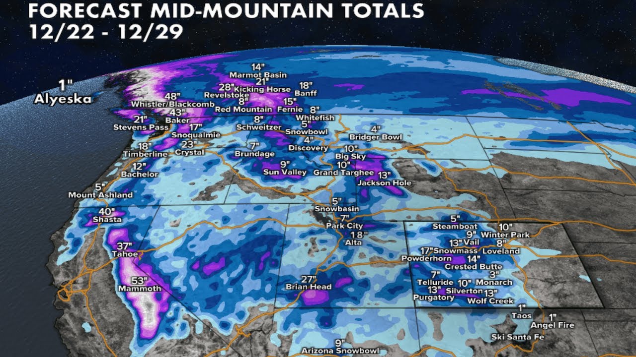 Mountain Snow Forecast for the End of December - YouTube