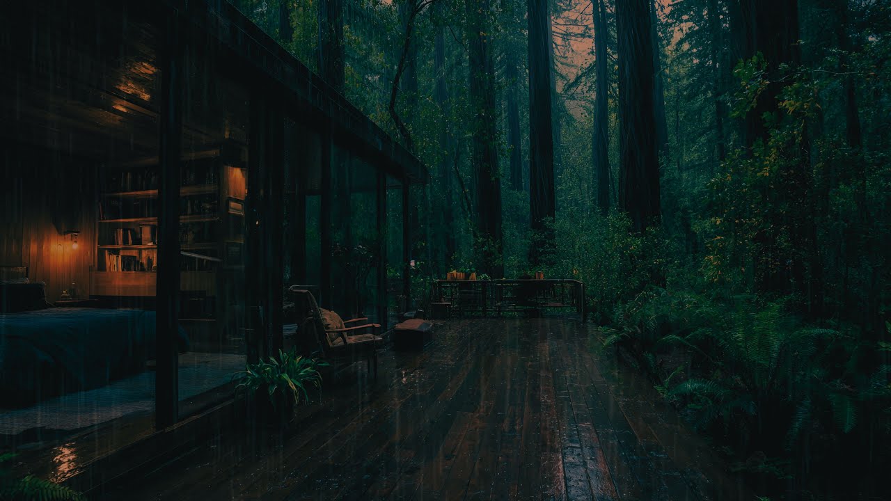 ⭐ Cozy Cabin Rain in the Woods 🌲 | Soothing Rain Sounds for Better ...