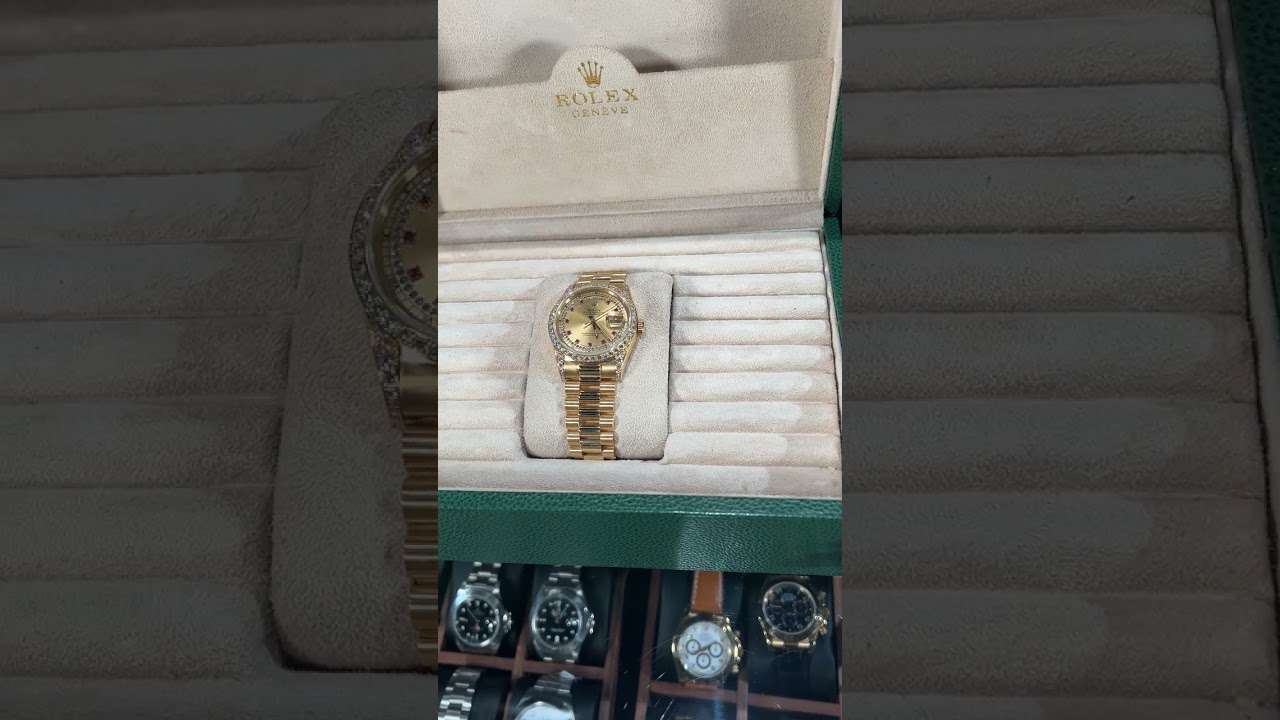 Rolex President Day Date 36 Yellow Gold Ruby Diamond Dial Mens